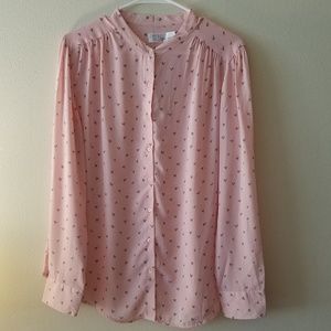 Pink with Hearts light summer blouse- NWOT
